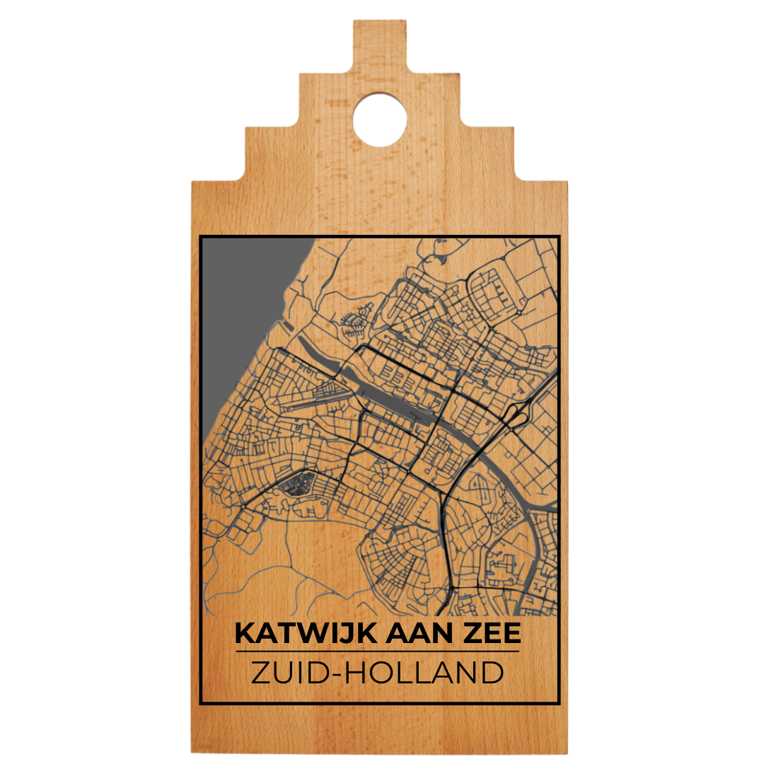 Borrelplank met Plattegrond 39x20 cm | Katwijk aan Zee