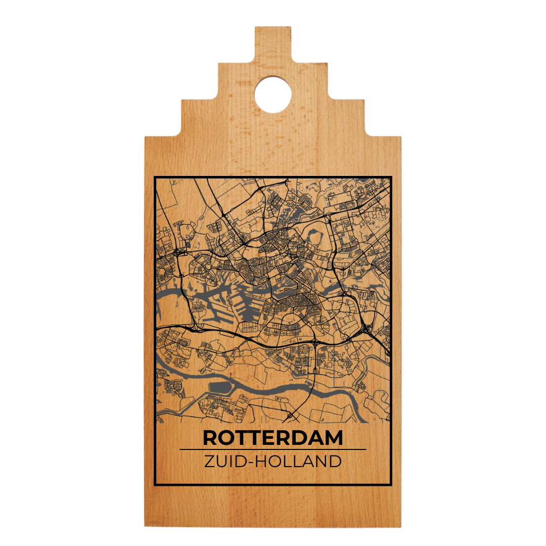 Borrelplank met Plattegrond 39x20 cm | Rotterdam