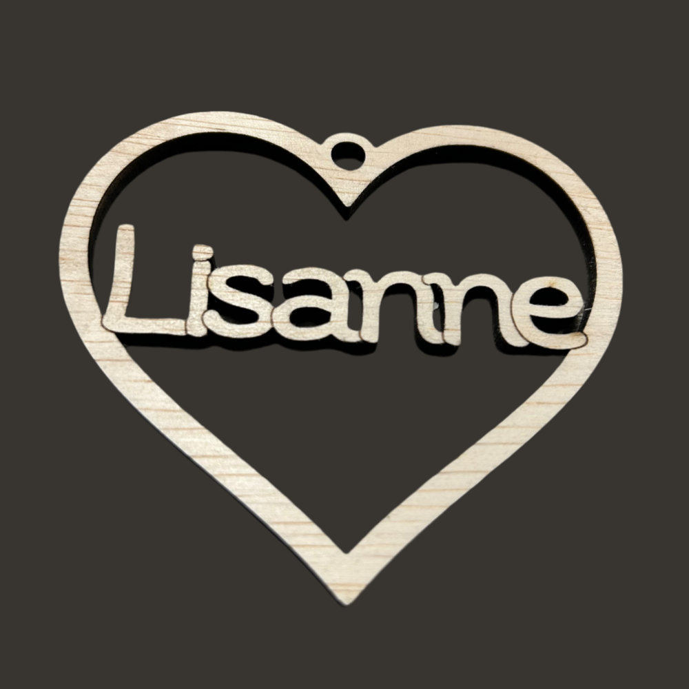 Houten Hart met Naam