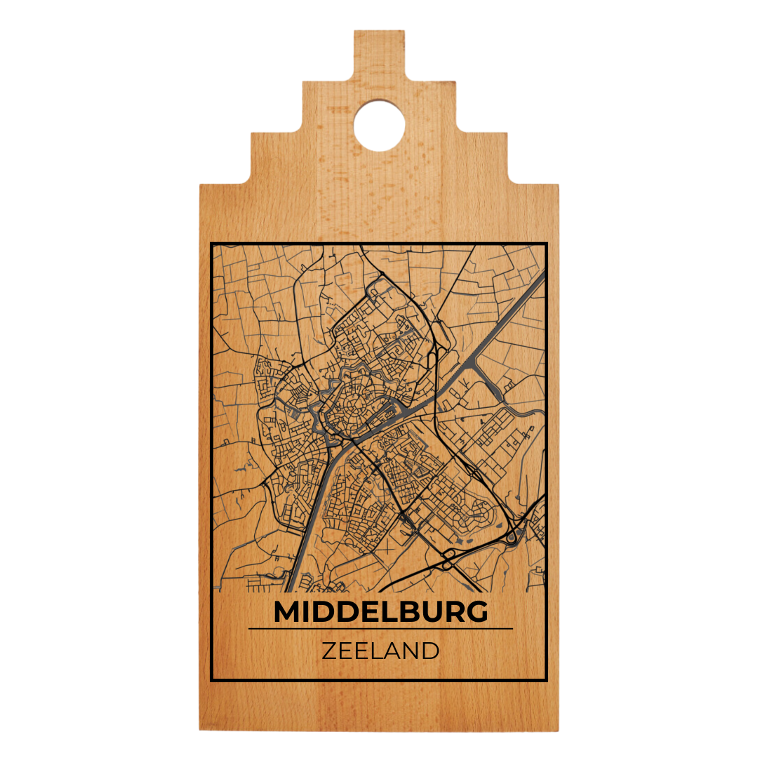 Borrelplank met Plattegrond 39x20 cm | Middelburg