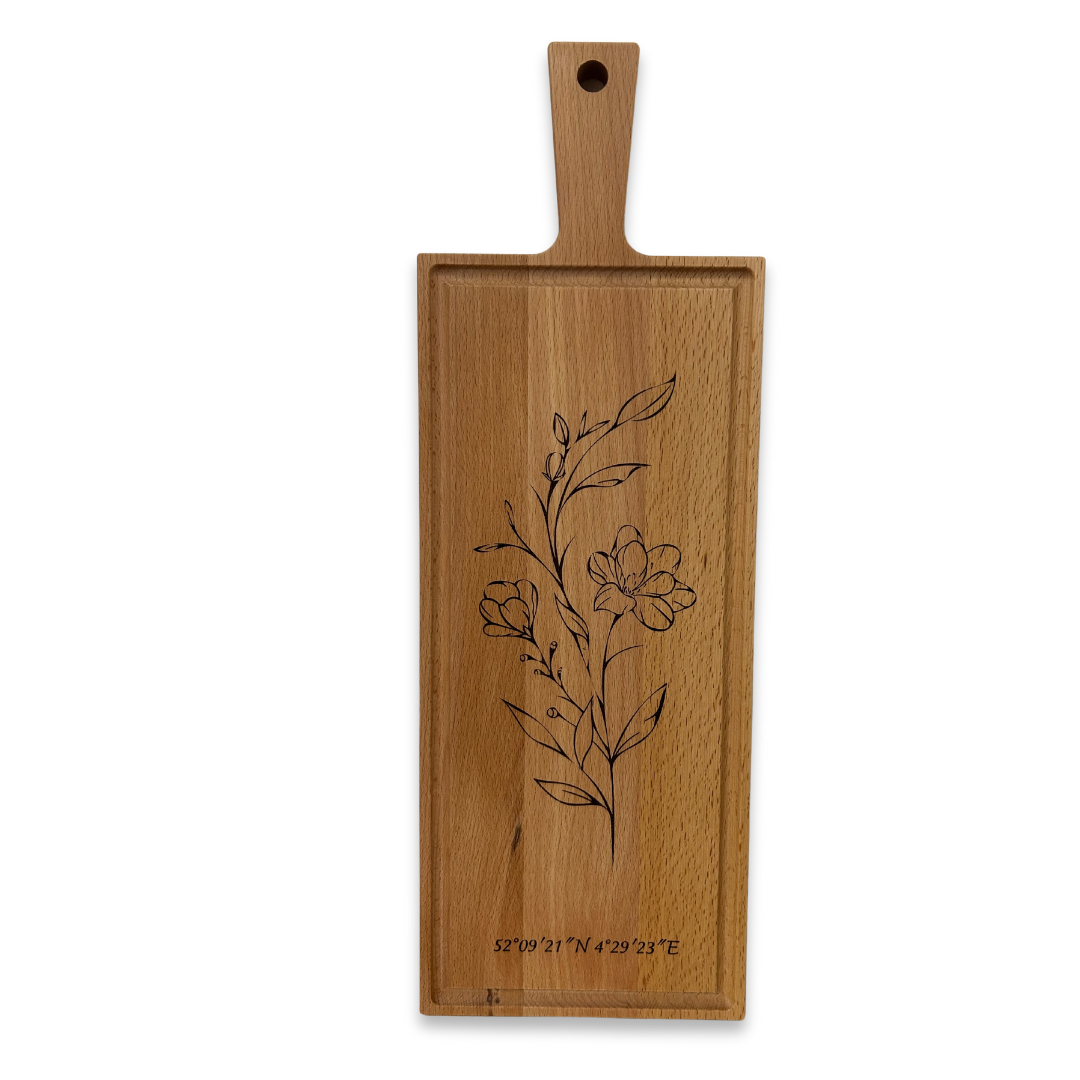 Borrelplank 49 x 17 cm met luxe sapgleuf - Eigen Ontwerp
