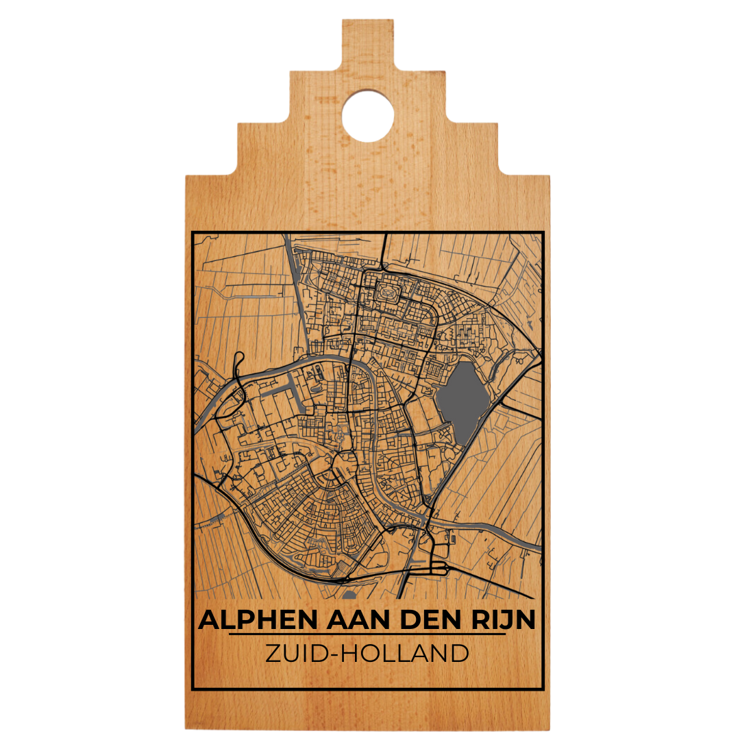 Borrelplank met Plattegrond 39x20 cm | Alphen aan den Rijn