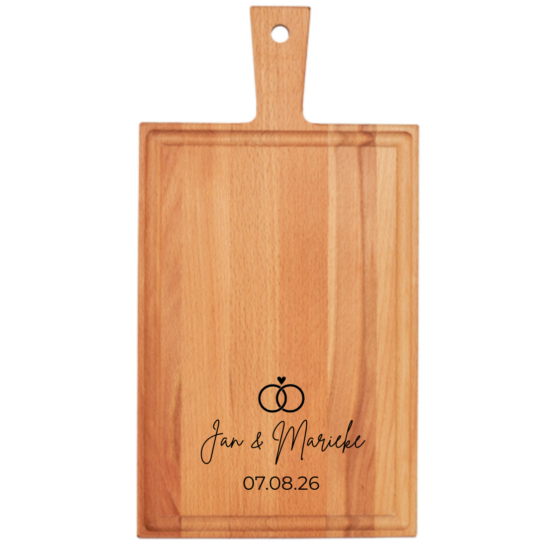 Borrelplank Bruiloft 38 x 20 met ringen