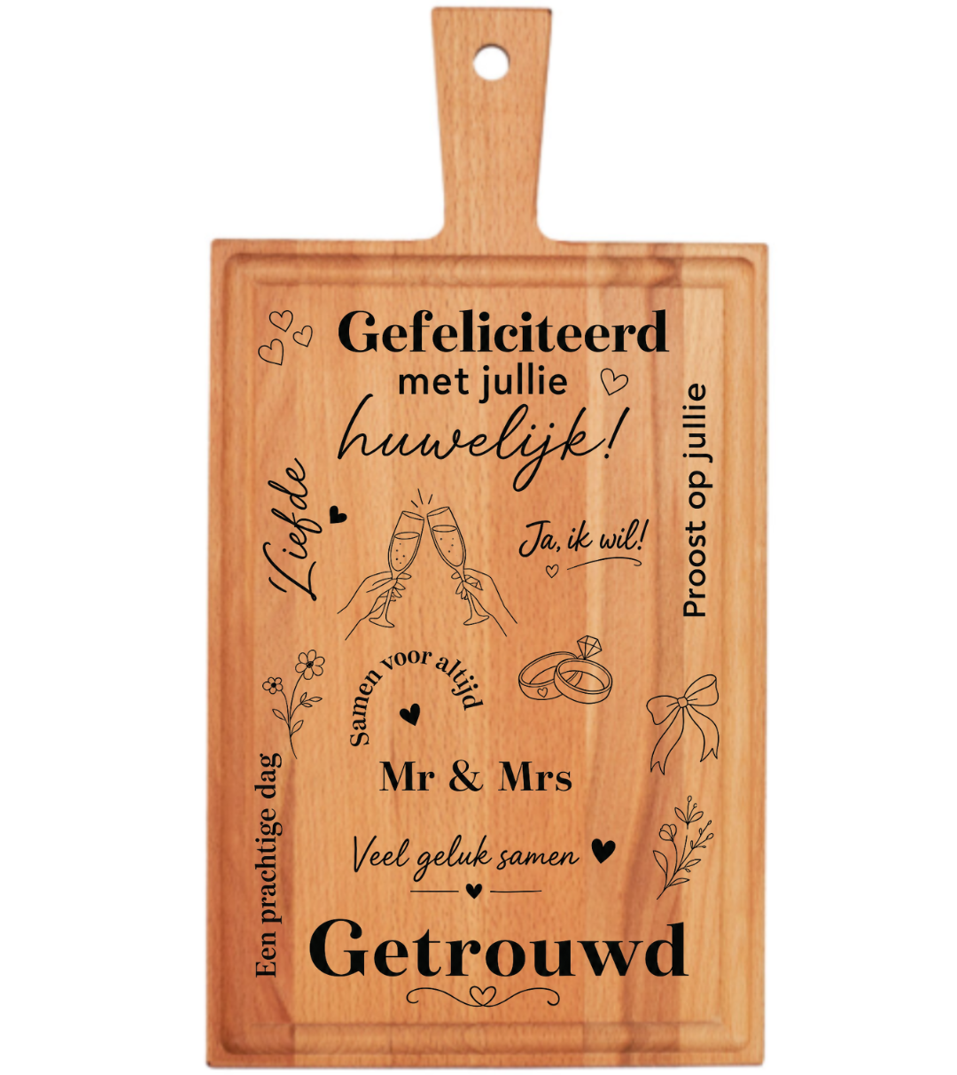Borrelplank Huwelijk | 38 x 20 cm