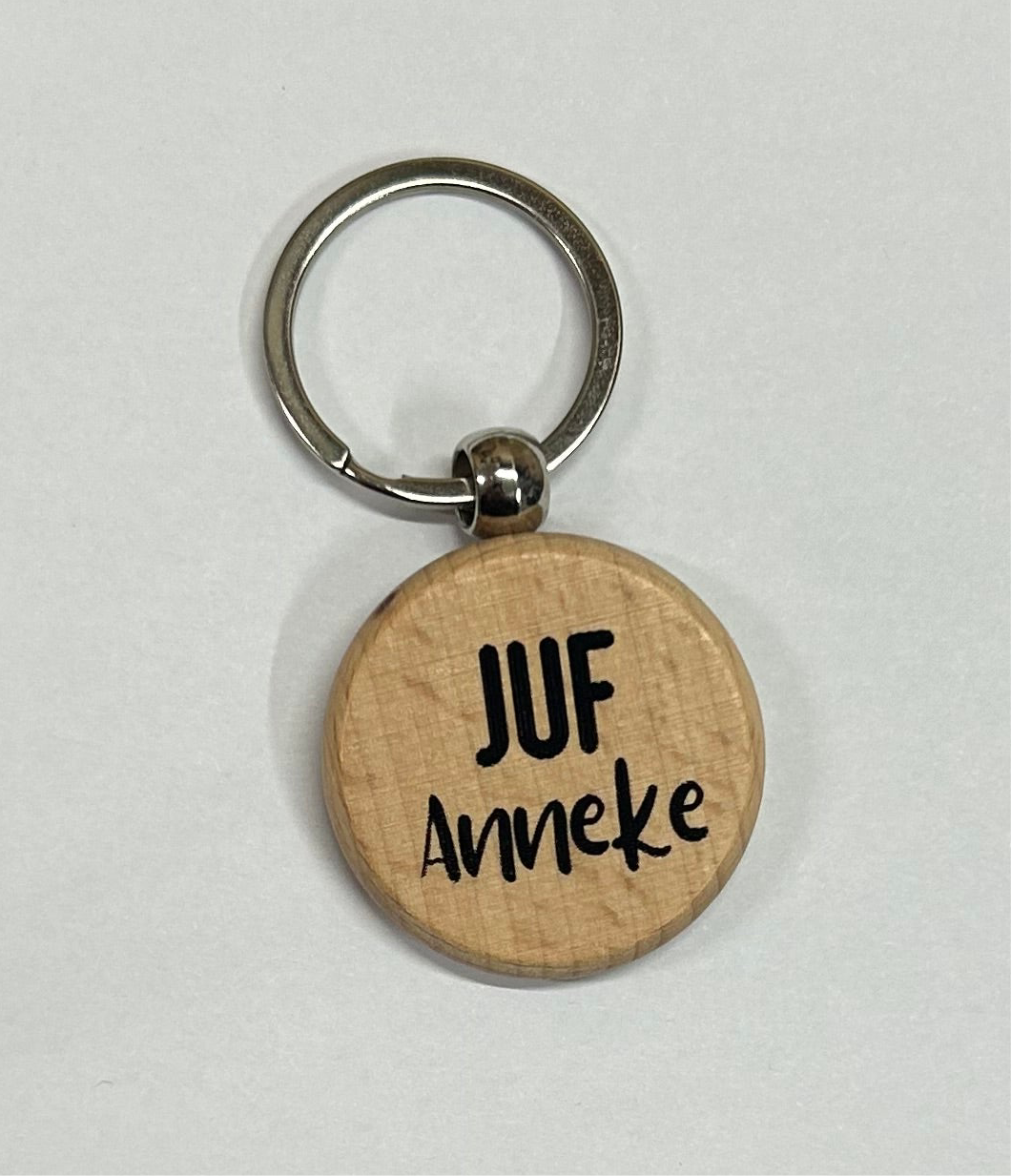 Houten Sleutelhanger voor de Juf | Met Naam