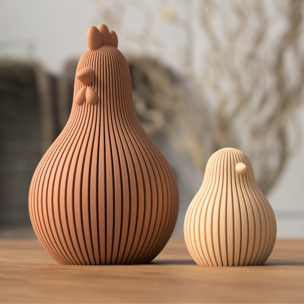 Decoratieve Kip en Kuiken | Set van 2