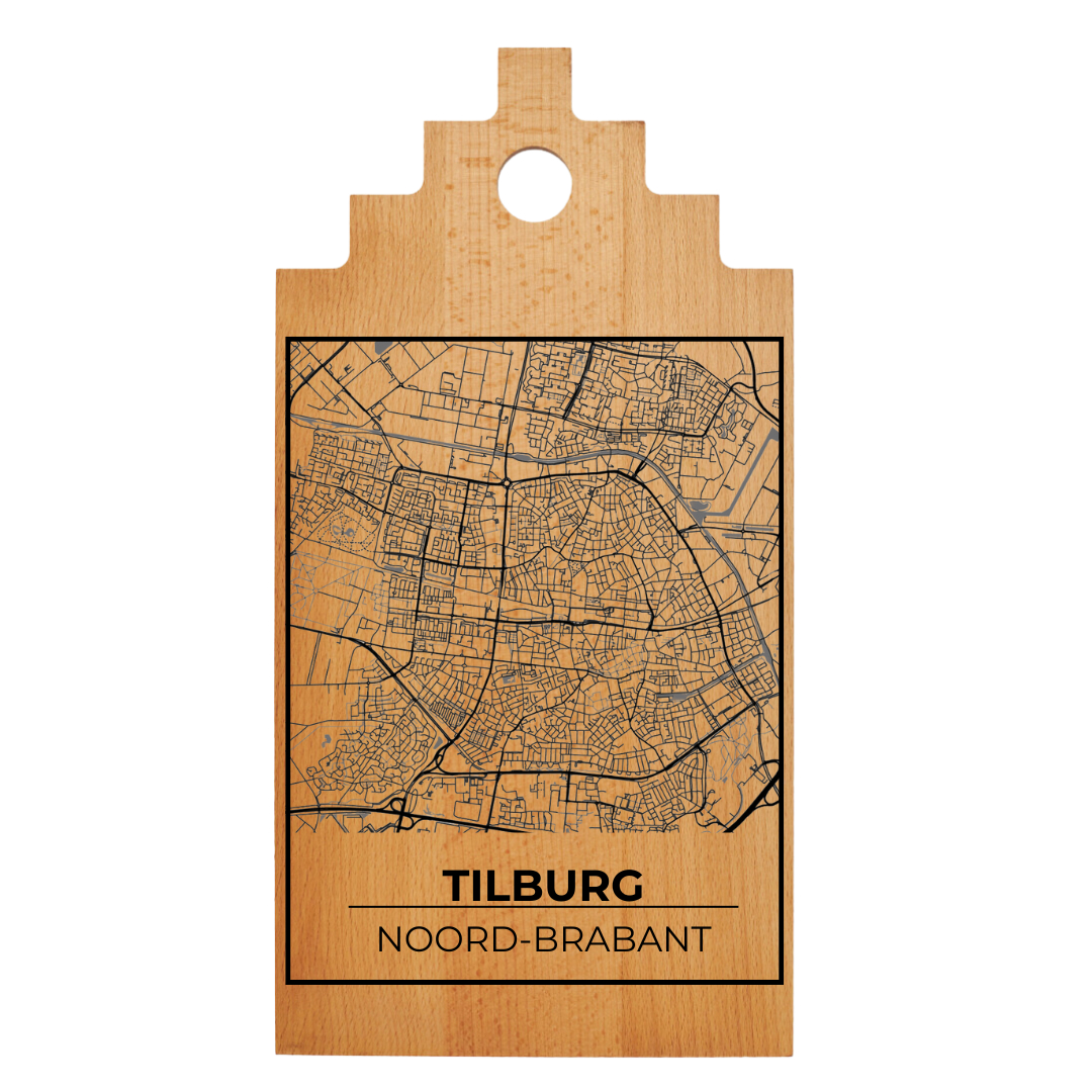 Borrelplank met Plattegrond  39×20 cm | Tilburg