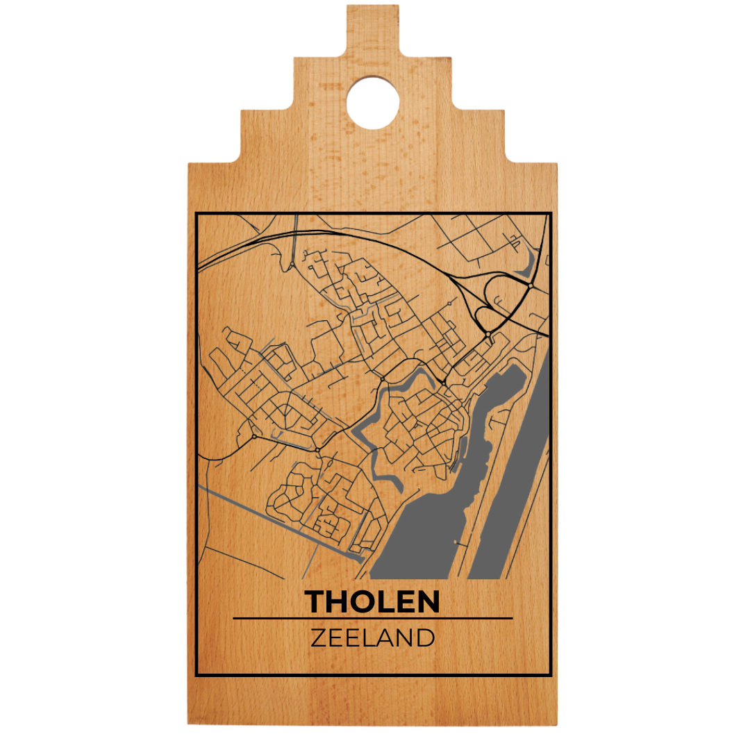 Borrelplank met Plattegrond  39×20 cm | Tholen