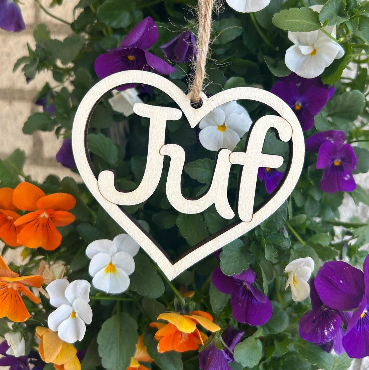 Houten Hart met Tekst | Juf, Mama, Oma, Mem of Beppe