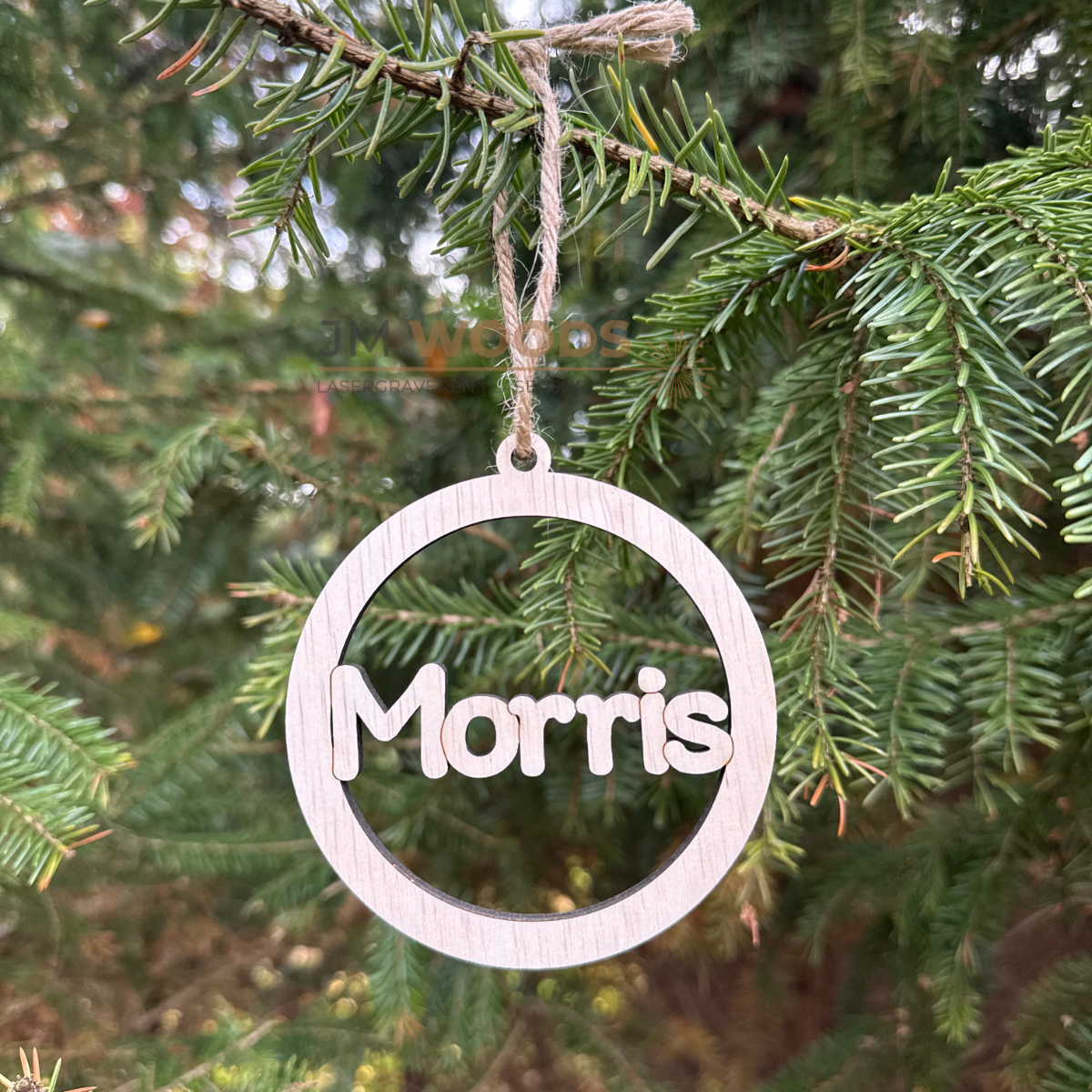 Houten Kerstbal met Naam | Gepersonaliseerde Kersthanger