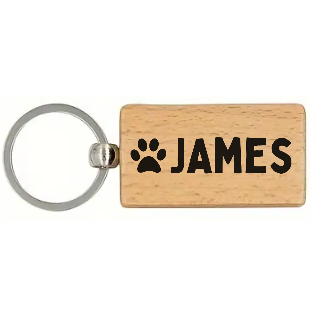 Houten Sleutelhanger met Hondennaam | Hondenpoot