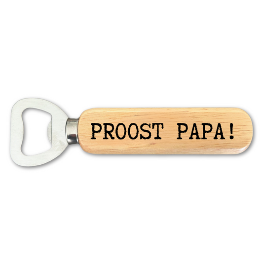 Bieropener Proost Papa – Cadeau – gepersonaliseerd met gravure
