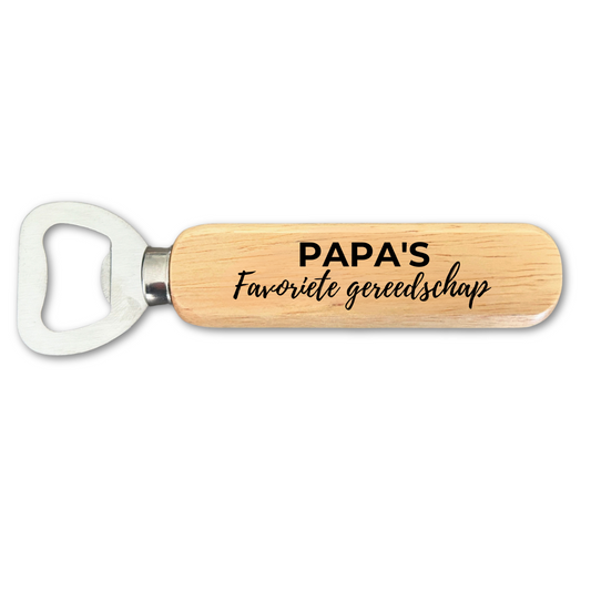 Bieropener Papa's Favoriete Gereedschap – Cadeau – gepersonaliseerd met gravure