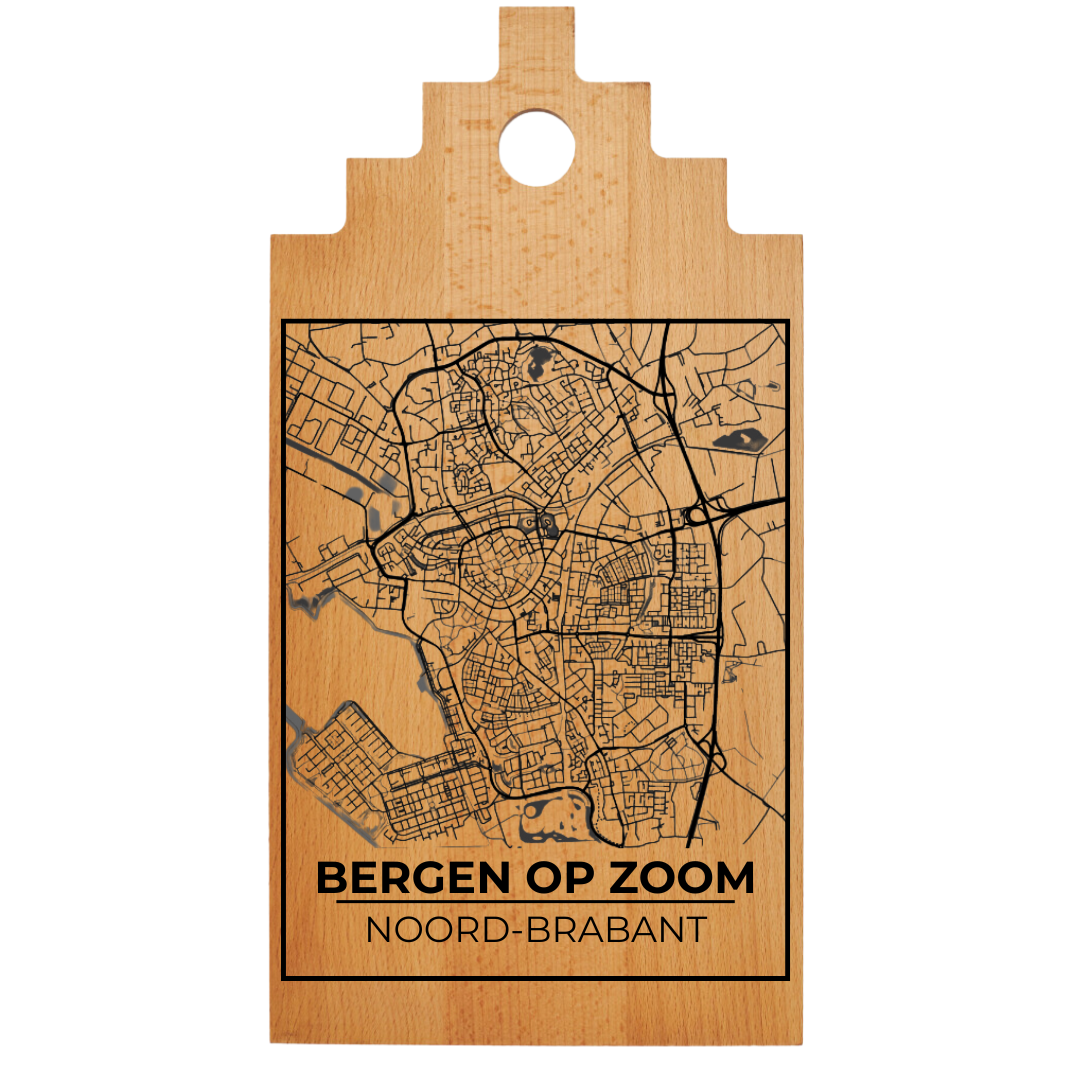 Borrelplank met Plattegrond  39x20 cm | Bergen op Zoom