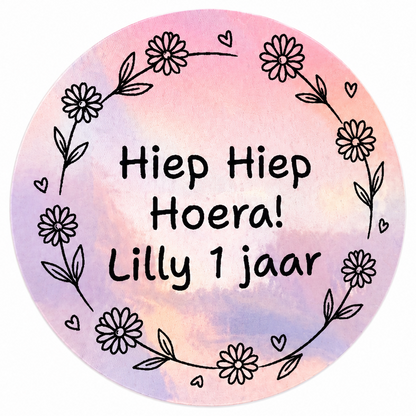 10 Gepersonaliseerde Stickers | Madeliefjes Holografisch Roze