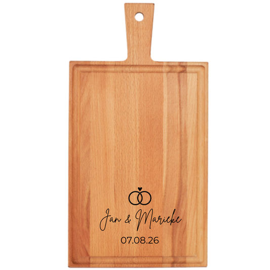 Borrelplank Bruiloft 38 x 20 met ringen