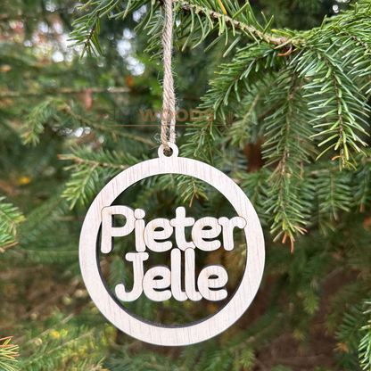 Kerstbal met Naam  - Gepersonaliseerde houten kersthanger