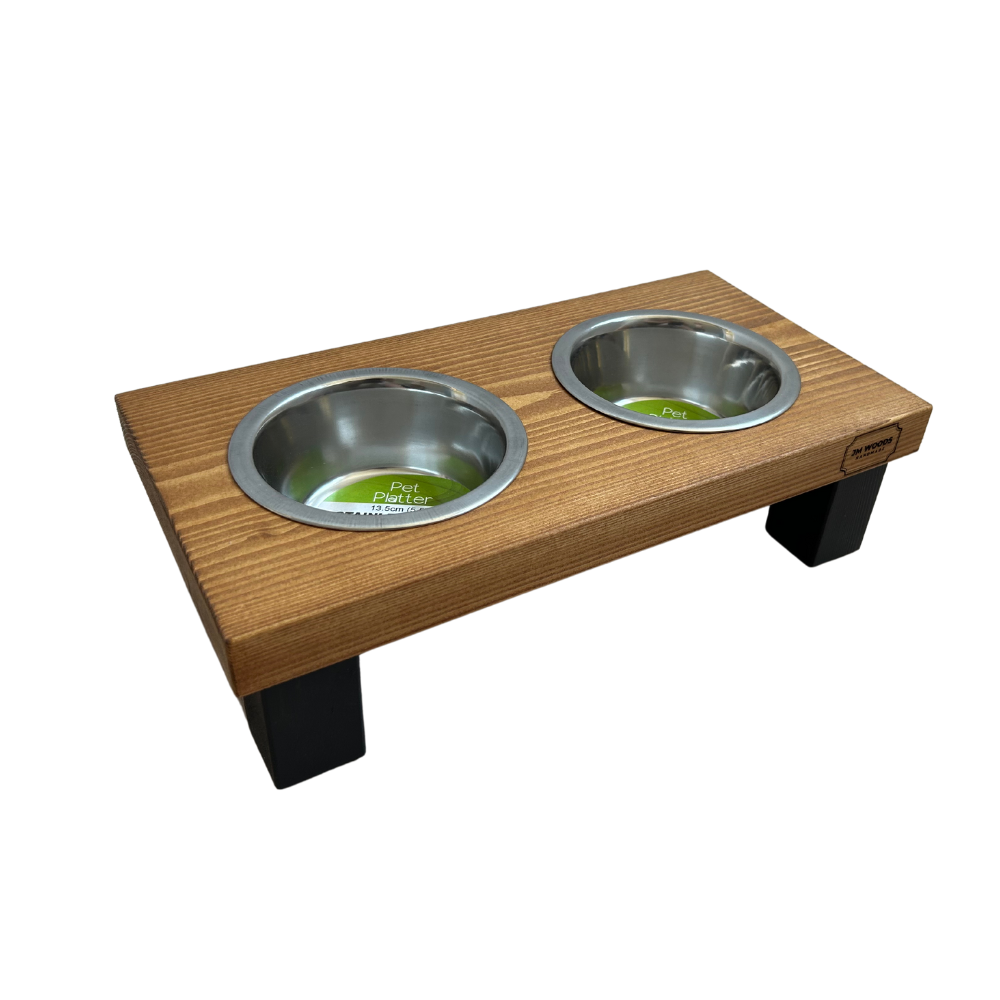 Voerbak tafel kleine hond of kat - Warm eiken 10 cm