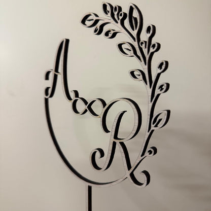 Houten Taarttopper | Voorletters met Infinityteken