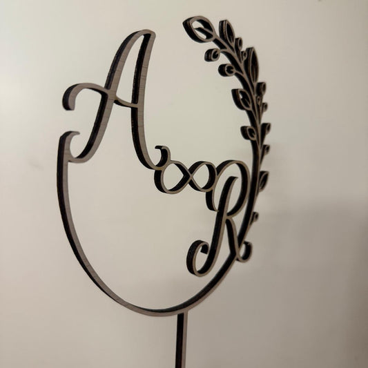 Houten Taarttopper | Voorletters met Infinityteken