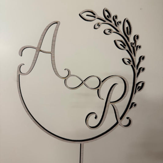 Houten Taarttopper | Voorletters met Infinityteken