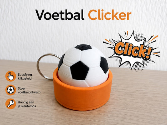 Voetbal Clicker Sleutelhanger Oranje – Fidget Speelgoed voor Voetbalfans